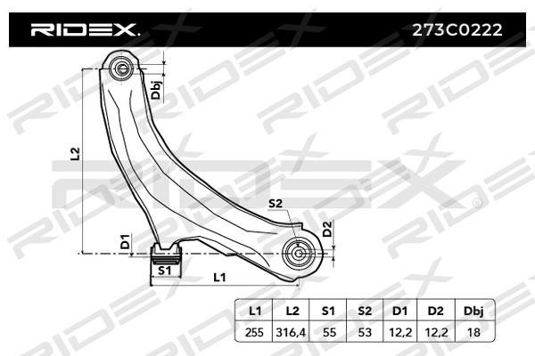 Ridex 273C0222 Важіль підвіски 273C0222: Приваблива ціна - Купити в Україні на EXIST.UA!