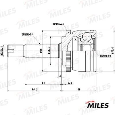 Miles GA20664 Шарнір, приводний вал GA20664: Купити в Україні - Добра ціна на EXIST.UA!