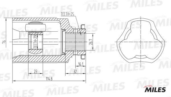 Miles GA10026 Шарнір рівних кутових швидкостей (ШРКШ) GA10026: Купити в Україні - Добра ціна на EXIST.UA!