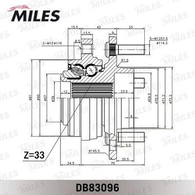 Підшипник маточини колеса, комплект Miles DB83096