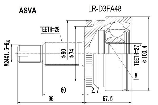 Asva LR-D3FA48 Шарнір рівних кутових швидкостей (ШРКШ) LRD3FA48: Приваблива ціна - Купити в Україні на EXIST.UA!