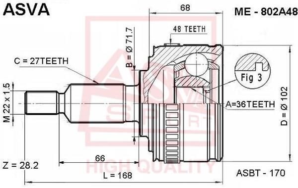 Asva ME-802A48 Шарнір рівних кутових швидкостей (ШРКШ) ME802A48: Купити в Україні - Добра ціна на EXIST.UA!
