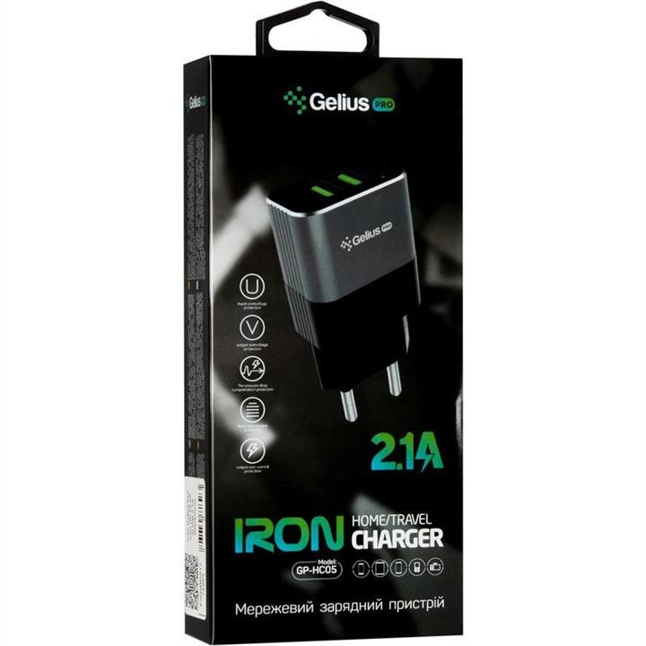 Gelius СЗУ Gelius Pro Iron GP-HC05 2USB 2.1A Black&#x2F;Grey (12 міс) – ціна