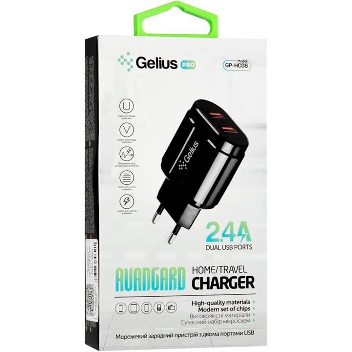СЗУ Gelius Pro Avangard GP-HC06 2USB 2.4A + Cable iPhone X Black (12 міс) Gelius 00000075587