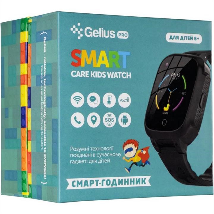 Gelius Дитячий розумний годинник з GPS трекером Gelius Pro Care GP-PK004 (LTE&#x2F;VoLTE&#x2F;Temperature control) Black (12 міс) – ціна
