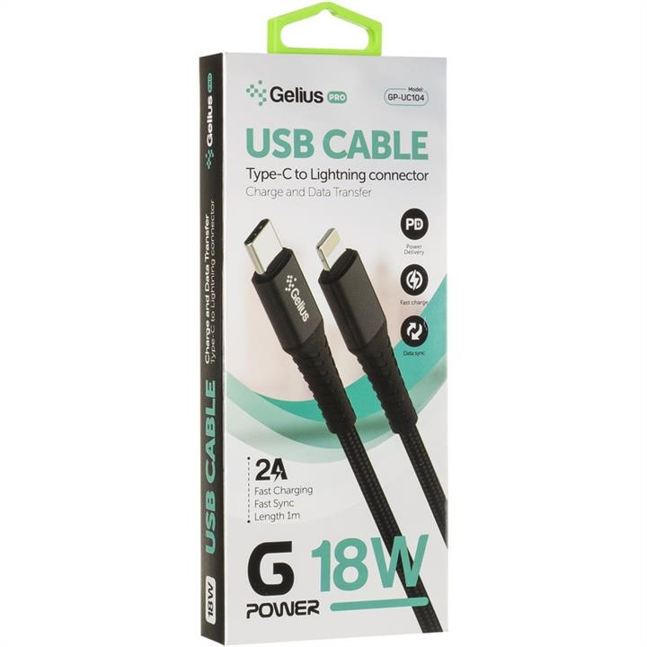 Cable Gelius Pro GP-UC104 Type-C&#x2F;Lightning PD Black (18W) (12 міс) Gelius 00000082664
