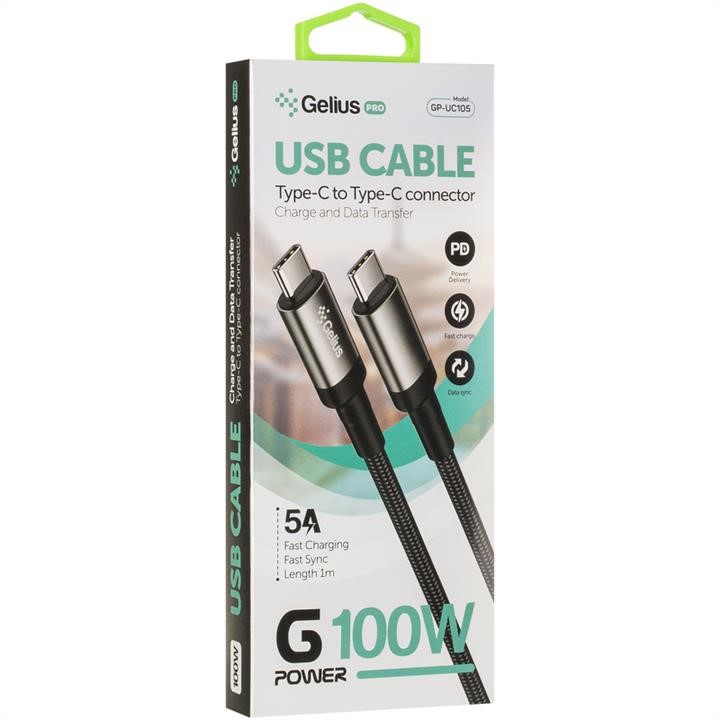 Cable Gelius Pro G-Power GP-UC105 Type-C&#x2F;Type-C Black (100W) (12 міс) Gelius 00000082665