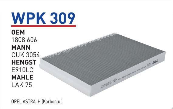 Wunder WP K309 Фільтр салону з активованим вугіллям WPK309: Купити в Україні - Добра ціна на EXIST.UA!