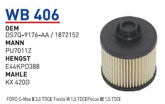 Wunder WB 406 Фільтр палива WB406: Купити в Україні - Добра ціна на EXIST.UA!