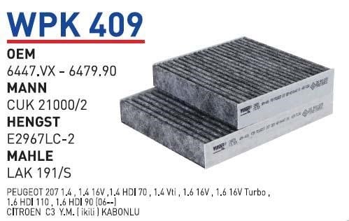 Wunder WP K409 Фільтр салону з активованим вугіллям WPK409: Купити в Україні - Добра ціна на EXIST.UA!