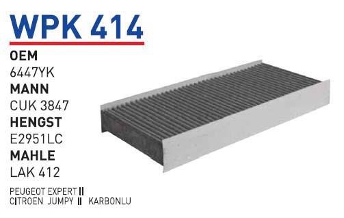 Wunder WP K414 Фільтр салону з активованим вугіллям WPK414: Купити в Україні - Добра ціна на EXIST.UA!