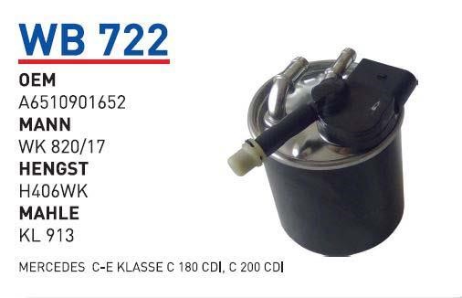 Wunder WB 722 Фільтр палива WB722: Приваблива ціна - Купити в Україні на EXIST.UA!