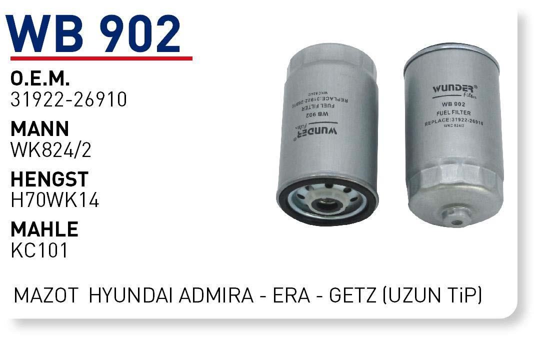 Wunder WB 902 Фільтр палива WB902: Купити в Україні - Добра ціна на EXIST.UA!