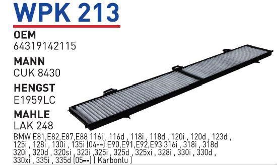 Wunder WPK 213 Фільтр салону з активованим вугіллям WPK213: Купити в Україні - Добра ціна на EXIST.UA!