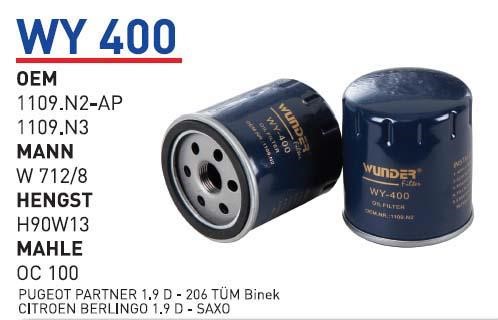 Wunder WY 400 Фільтр масляний WY400: Купити в Україні - Добра ціна на EXIST.UA!