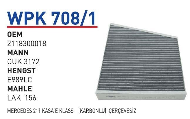 Wunder WPK 708/1 Фільтр салону з активованим вугіллям WPK7081: Купити в Україні - Добра ціна на EXIST.UA!