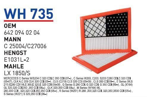 Wunder WH 735 Повітряний фільтр WH735: Купити в Україні - Добра ціна на EXIST.UA!