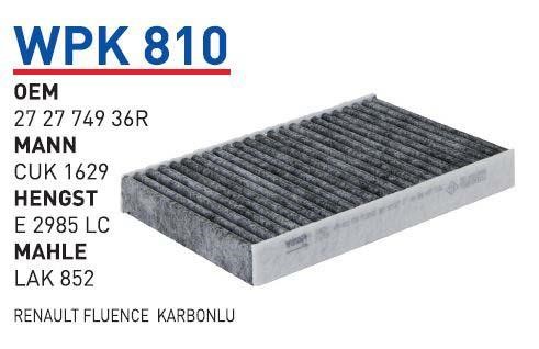 Wunder WPK 810 Фільтр салону з активованим вугіллям WPK810: Купити в Україні - Добра ціна на EXIST.UA!