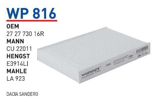Wunder WP-816 Фільтр салону WP816: Купити в Україні - Добра ціна на EXIST.UA!