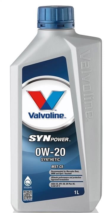 Valvoline 886742 Моторна олива Valvoline SynPower MST C5 0W-20, 1л 886742: Купити в Україні - Добра ціна на EXIST.UA!