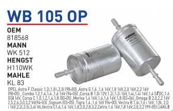 Wunder WB 105 OP Фільтр паливний WB105OP: Купити в Україні - Добра ціна на EXIST.UA!