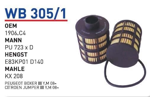 Wunder WB 305/1 Фільтр палива WB3051: Приваблива ціна - Купити в Україні на EXIST.UA!