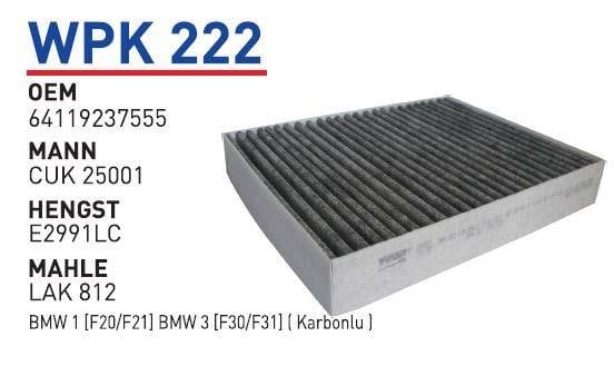 Wunder WPK 222 Фільтр салону з активованим вугіллям WPK222: Купити в Україні - Добра ціна на EXIST.UA!