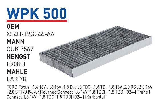 Wunder WPK 500 Фільтр салону з активованим вугіллям WPK500: Купити в Україні - Добра ціна на EXIST.UA!