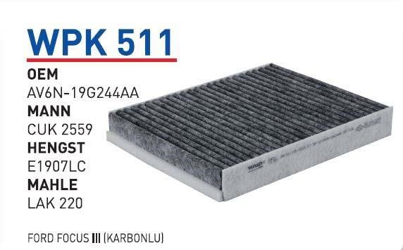 Wunder WPK 511 Фильтр салона с активированным углем WPK511: Купить в Украине - Отличная цена на EXIST.UA!