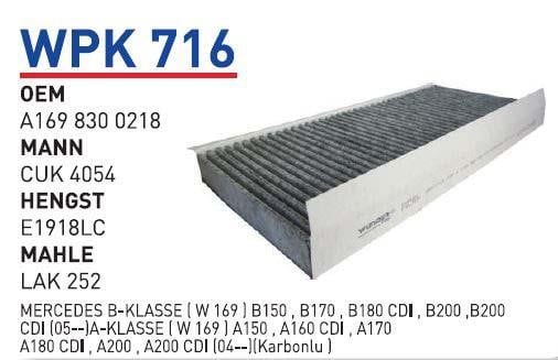 Wunder WPK 716 Фильтр салона с активированным углем WPK716: Купить в Украине - Отличная цена на EXIST.UA!