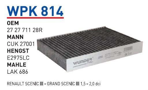 Wunder WPK 814 Фільтр салону з активованим вугіллям WPK814: Купити в Україні - Добра ціна на EXIST.UA!