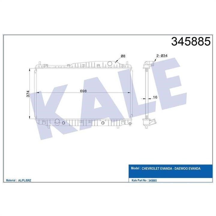 Kale Oto Radiator 345885 Радіатор охолодження двигуна 345885: Купити в Україні - Добра ціна на EXIST.UA!