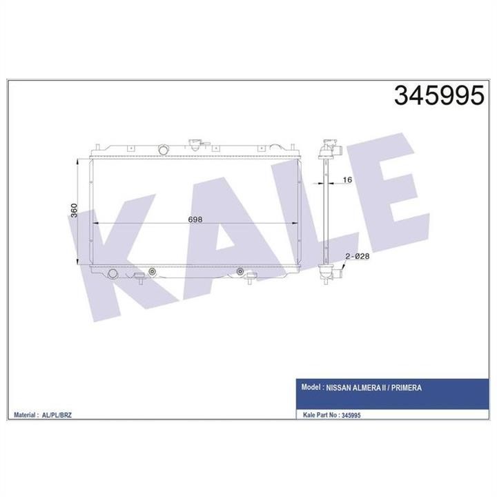 Kale Oto Radiator 345995 Радіатор охолодження двигуна 345995: Купити в Україні - Добра ціна на EXIST.UA!