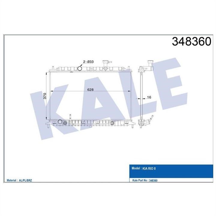 Kale Oto Radiator 348360 Радіатор охолодження двигуна 348360: Приваблива ціна - Купити в Україні на EXIST.UA!