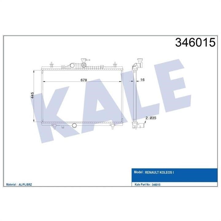 Kale Oto Radiator 346015 Радіатор охолодження двигуна 346015: Купити в Україні - Добра ціна на EXIST.UA!