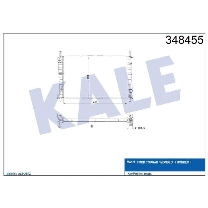 Kale Oto Radiator 348455 Радіатор охолодження двигуна 348455: Купити в Україні - Добра ціна на EXIST.UA!