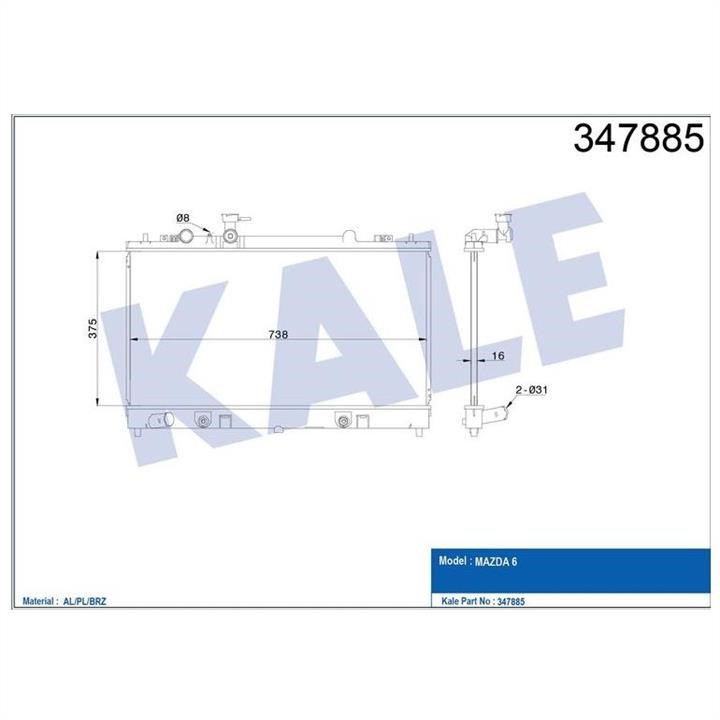 Kale Oto Radiator 347885 Радіатор охолодження двигуна 347885: Купити в Україні - Добра ціна на EXIST.UA!