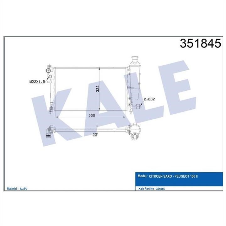 Kale Oto Radiator 351845 Радіатор охолодження двигуна 351845: Купити в Україні - Добра ціна на EXIST.UA!