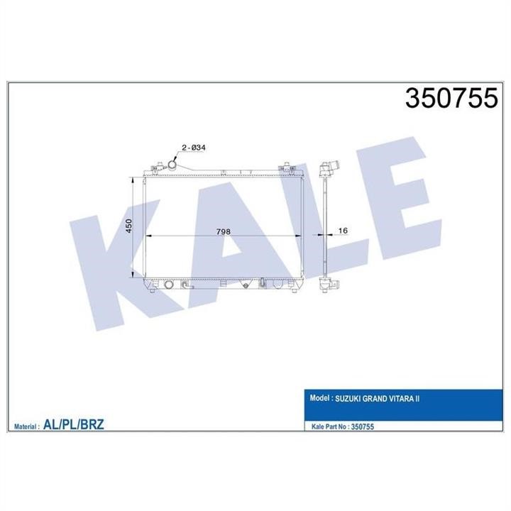 Kale Oto Radiator 350755 Радіатор охолодження двигуна 350755: Купити в Україні - Добра ціна на EXIST.UA!