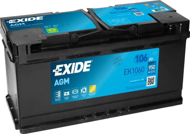 Exide EK1060 Акумулятор Exide AGM 12В 106Аг 950А(EN) R+ EK1060: Приваблива ціна - Купити в Україні на EXIST.UA!