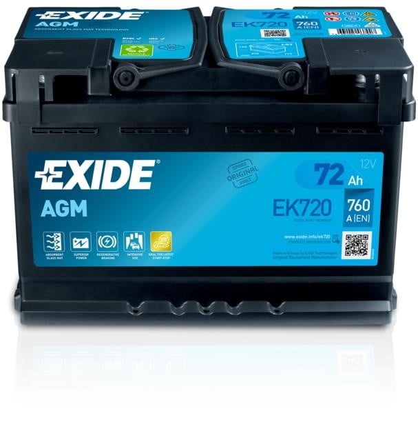 Exide Акумулятор Exide AGM 12В 72Аг 760А(EN) R+ – ціна 5973 UAH
