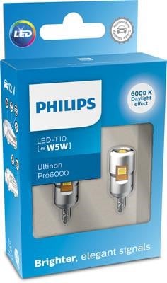 Philips 11961CU60X2 Лампа світлодіодна Philips Ultinon Pro6000 LED T10 (W5W) 12В 0,9Вт 11961CU60X2: Купити в Україні - Добра ціна на EXIST.UA!
