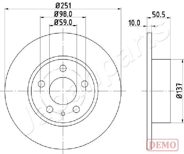 Japanparts DP-0202C Диск гальмівний задній невентильований DP0202C: Купити в Україні - Добра ціна на EXIST.UA!