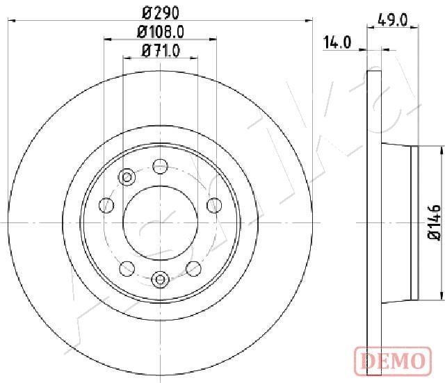 Ashika 61-00-0612C Диск гальмівний задній невентильований 61000612C: Купити в Україні - Добра ціна на EXIST.UA!