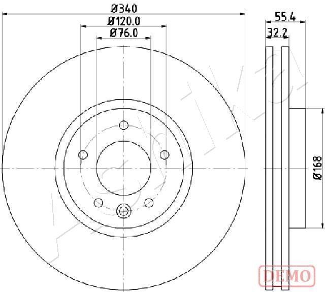 Ashika 60-00-0954C Диск гальмівний передній вентильований 60000954C: Приваблива ціна - Купити в Україні на EXIST.UA!