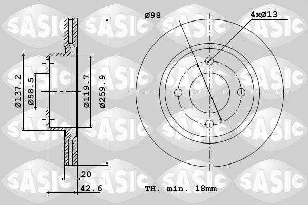 Sasic 9004830J Диск гальмівний передній вентильований 9004830J: Купити в Україні - Добра ціна на EXIST.UA!