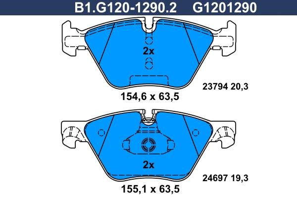 Galfer B1.G120-1290.2 Гальмівні колодки, комплект B1G12012902: Приваблива ціна - Купити в Україні на EXIST.UA!