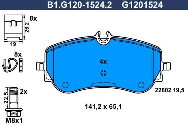 Galfer B1.G120-1524.2 Гальмівні колодки, комплект B1G12015242: Купити в Україні - Добра ціна на EXIST.UA!