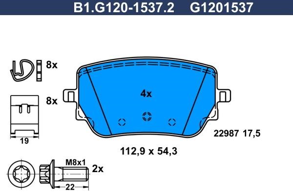 Galfer B1.G120-1537.2 Гальмівні колодки, комплект B1G12015372: Купити в Україні - Добра ціна на EXIST.UA!