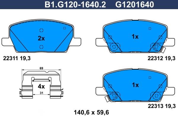 Galfer B1.G120-1640.2 Гальмівні колодки, комплект B1G12016402: Купити в Україні - Добра ціна на EXIST.UA!